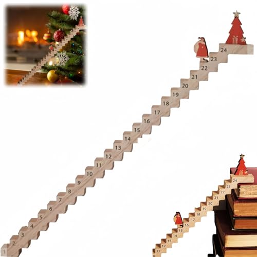 Kletternder Weihnachtsmann Adventskalender Treppe, Weihnachtsmann Treppe Adventskalender 2024, Weihnachts-Adventskalender Aus Holz, Weihnachtsdekorationen FüR Home BüRo Tischplatte von Generic