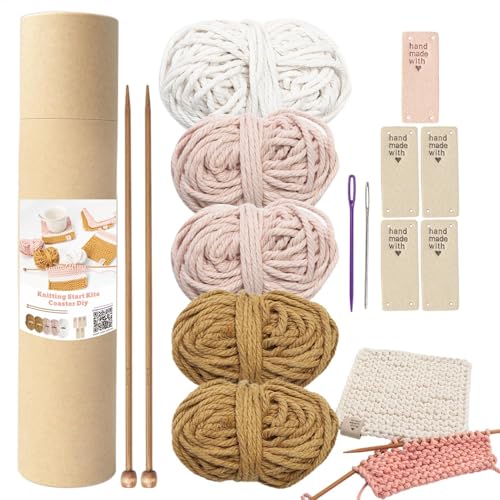 Komplettes Häkelpaket - Häkelpaket für Anfänger, Häkelpaket für Anfänger | Baumwollgarn-Strickset, Strickwerkzeuge mit Garn für Anfänger, Auto, Zug, Zuhause, Schlafsaal, Flugzeug von Generic