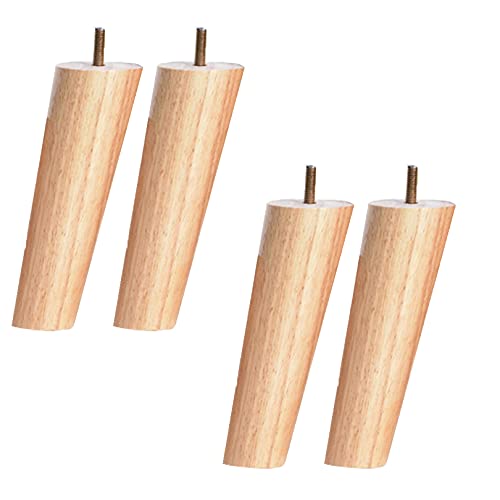 Konische Möbelbeine aus Massivholz, M6, für Sofa, Couch, Fernseher, Esstisch, Stuhl, Holzfarbe, 4er-Pack (8 cm) von Generic