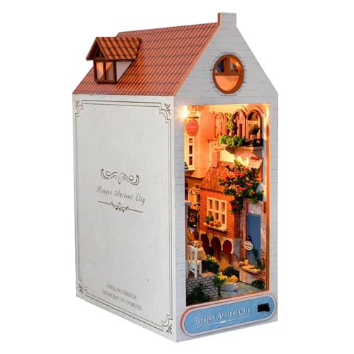 Kreative Geschenkdekoration. -Buchecken-Set, Buchecken-Set „Magic World“, Puppenhaus-Miniaturhaus-Set Mit Staubschutzhülle Und LED-Licht, Puppenhaus-Miniaturhaus-Set Mit Holzmöbeln Und LED- von Generic