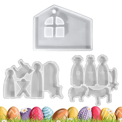 Krippen-Set-Formen zum Gießen, Krippen-Silikon-Gießformen,Weihnachts-Fondant-Formen, Backformen - Kuchendekorationsformen zur Geburt Jesu, Krippen-Silikonform für die Herstellung von Kunstharz-Gips von Generic