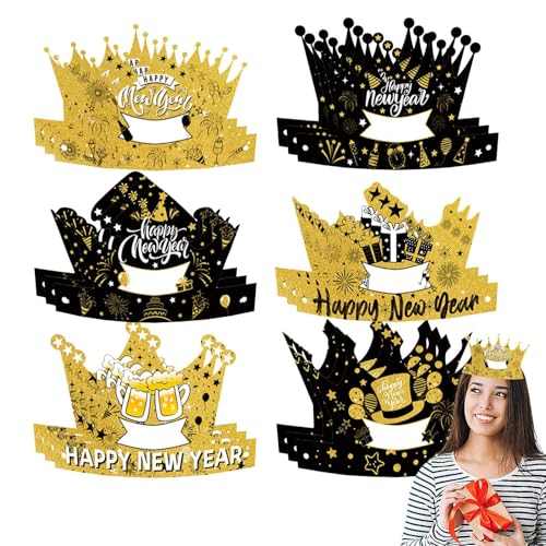 Kronen-Papierhüte, Partyhüte und Kronen - 18X Kronenhüte Neujahrszubehör,Verstellbare Foto-Requisiten, Party-Tiara, Frohes Neues Jahr-Dekorationen für Silvester von Generic