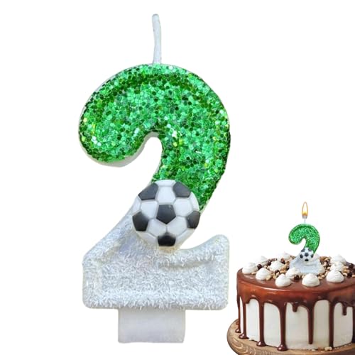 Kuchen-Zahlenkerze – Geburtstags-Zahlenkerzen, glitzernde Fußball-Kuchenkerzen | Fußballthema-Geburtstagskuchenkerzen mit kreativem Design, kreative Kuchendekoration für Geburtstags- und von Generic