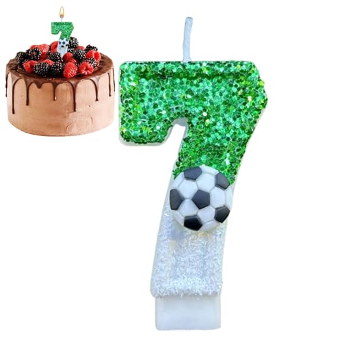 Kuchen-Zahlenkerzen - Kuchen-Zahlenkerzen | Fußball-Glitzerkerzen-Dekorationen, Kuchen-Zahlenkerzen, vielseitige Partygeschenke für Geburtstage, kreative Kuchendekoration für Hochzeiten von Generic