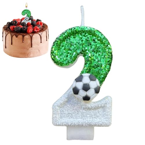 Kuchen-Zahlenkerzen - Kuchen-Zahlenkerzen | Fußball-Glitzerkerzen-Dekorationen, Kuchen-Zahlenkerzen, vielseitige Partygeschenke für Geburtstage, kreative Kuchendekoration für Hochzeiten von Generic