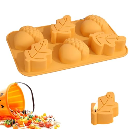 Kürbiskuchenform | 6 Hohlraumschalen für Schokolade, Fondant und Gebäck, Herbstformen für Schokolade, Kuchen, Seife, Kerzen, Pudding, , Silikonformen mit Thema von Generic