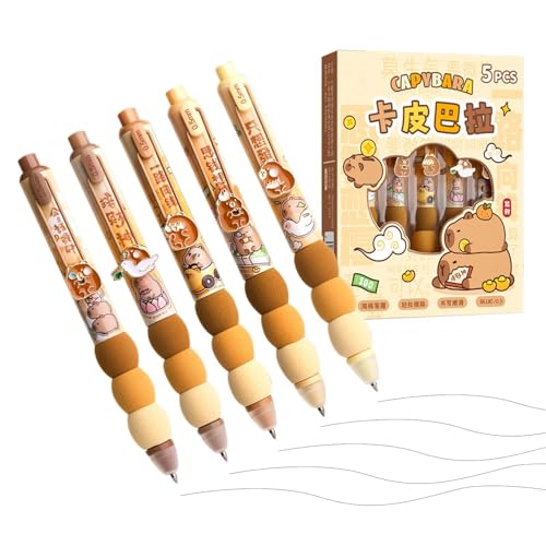 Kugelschreiber,Kugelschreiber, Capybara Kugelschreiber, Schnell trocknende Stifte, niedliche Stifte, löschbarer Stift, 0,5 mm, schwarzer Tintenstift, weicher Griff, glatte Schreibstifte für Damen und von Generic