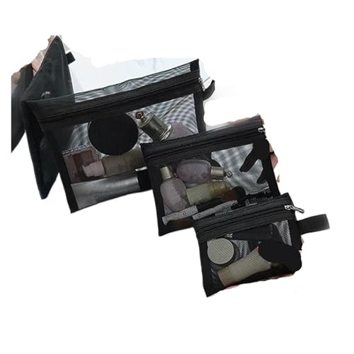 Kulturbeutel, 1/3 Stück, Netzstoff, transparent, Kosmetiktaschen, klein, groß, schwarz, Make-up-Tasche, tragbar, Reise-Toiletten-Organizer, Aufbewahrungstasche für Lippenstifte Kulturbeutel, 1/3 Stück, Netzstoff, transparent, Kosmetiktaschen, klein, groß, schwarz, Make-up-Tasche, tragbar, Reise-Toiletten-Organizer, Aufbewahrungstasche für Lippenstifte von Generic