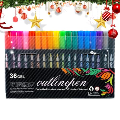 Kunst-Textmarker – Doppellinien-Schimmer-Doodle-Marker – Schimmernde Zeichen-Textmarker für Bastelarbeiten, Sammelalben, Fotoalben, Journaling von Generic