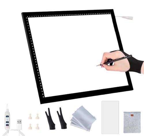 LED Leuchttisch A0 A1 A2 A3 A4, Ultra-dünnes LED Licht Pad mit stufenloser Helligkeit, Magnetische Zeichenplatte, Leuchtbox für Zeichnen, Diamond Painting, Skizzen, Animation, Tattoo, Plotterfolie LED Leuchttisch A0 A1 A2 A3 A4, Ultra-dünnes LED Licht Pad mit stufenloser Helligkeit, Magnetische Zeichenplatte, Leuchtbox für Zeichnen, Diamond Painting, Skizzen, Animation, Tattoo, Plotterfolie von Generic
