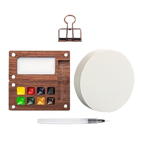 Lackpalette Reisekit - 8 Gitter Holzweg Farbkasten - Tragbare Aquarellpalette Set für Maler Künstler Schüler von Generic