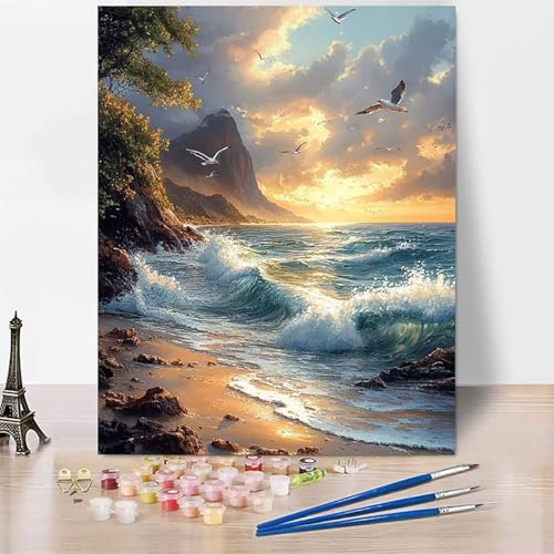Landschaft Malen Nach Zahlen Erwachsene Strand Malen Nach Zahlen Kreativ Set Erwachsene 50×65cm, Leinwand Ölgemälde Bastelset mit Pinsel und Farben für Deko, Geschenke für Frauen, Ohne Rahmen -XY15A Landschaft Malen Nach Zahlen Erwachsene Strand Malen Nach Zahlen Kreativ Set Erwachsene 50×65cm, Leinwand Ölgemälde Bastelset mit Pinsel und Farben für Deko, Geschenke für Frauen, Ohne Rahmen -XY15A von Generic