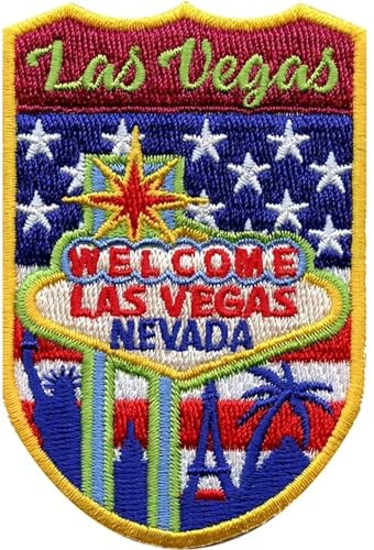 Las Vegas Nevada Shield Patch (7,6 cm) bestickter Aufnäher zum Aufbügeln auf Reisen, Amerika, USA, Souvenir, Emblem für Rucksäcke, Hüte, Taschen, Handwerk, DIY Geschenkflicken von Generic