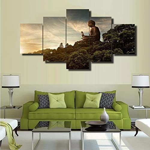 Leinwand Wand Kunst Leinwand Prints Malerei 5 Panels Pieces Multiple Pictures, Religiöse Statue L/150 X 80 Cm Giclee Auf Leinwand Gedruckt, Poster Wanddekorationen Geschenke Für Wohnzimmer Schlafzimm von Generic