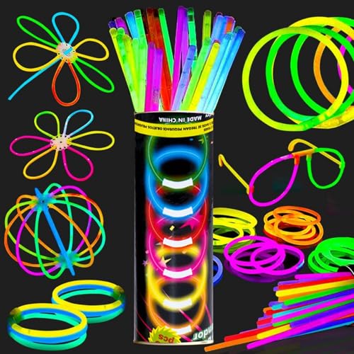 Leuchtende fluoreszierende Schleifenarmbänder – leuchtende Mischung in verschiedenen Farben, Geschenkspielzeug für Erwachsene und Kinder, perfekt für Nachtpartys, Verbindungsstücke für Halloween, Weih von Generic