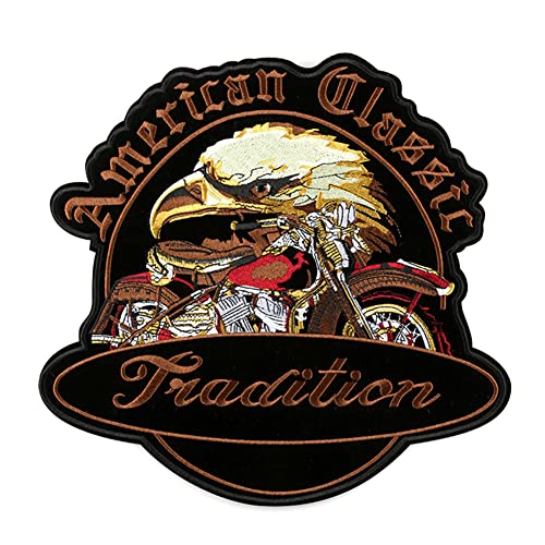 Locomo 27,9 cm großer Adler Aufnäher zum Aufbügeln Aufbügeln American Classic Tradition bestickt großes Motorrad Fahrrad Emblem Abzeichen Rücken Patch Jacke Mantel T-Shirt von Generic