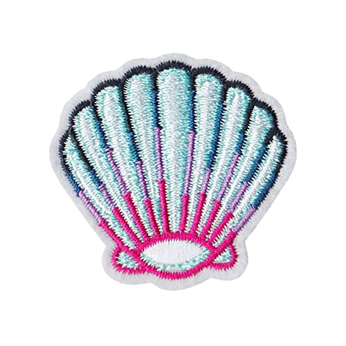 Locomo Seashell Iron On Patch Meerjungfrau Shell Sew Patch Embroidered Aqua Blue Pink Cute Colorful Applique Motif Jacket T Shirt Backpack Bag Hat Cap von Generic