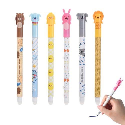 Löschbarer Gel Stift, löschbarer Kugelschreiber -Gel -Geleable Stift - feiner Punkt Ink Bleistift 6 Stück 0,5 mm Löschbares Stift Netter Büro glattes Radierbleistift für Zeichnen und Schule von Generic