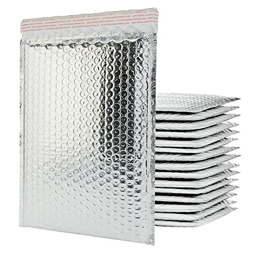 Luftpolster-Versandtaschen, metallische Folie, wasserdicht, selbstklebend, Luftpolstertaschen, gepolsterte Umschläge für Versand, Versand, Verpackung, Bulk (Silber, 140 x 175 mm) von Generic