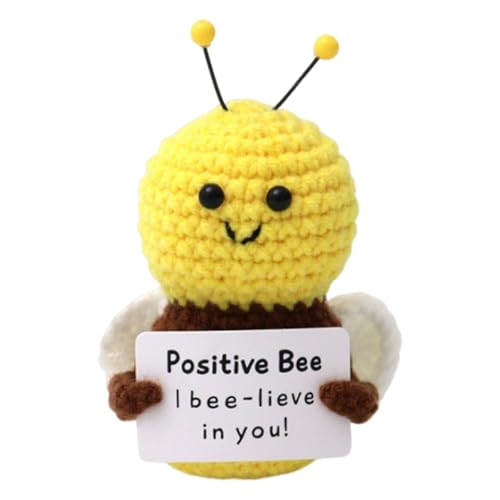 Lustige Häkel-Bienenpuppen – Handgemachter Positiver Bienenfreund | Handgefertigte Emotionale Bienenfreundin, Handgefertigte, Aus Wolle Gestrickte Ermutigungs-Bienenpuppe Für Männer von Generic