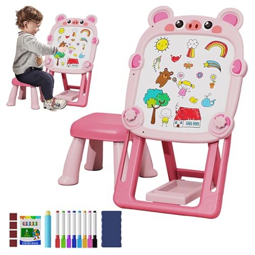 Magnetische Tafel, Kunststaffelei Für Kinder, Verstellbare Doppelseitige Magnetische Whiteboard-Zeichentafel Für Kleinkinder, Kreidetafel Mit Faltbarer Halterung Und Staffelei Für Whiteboa von Generic