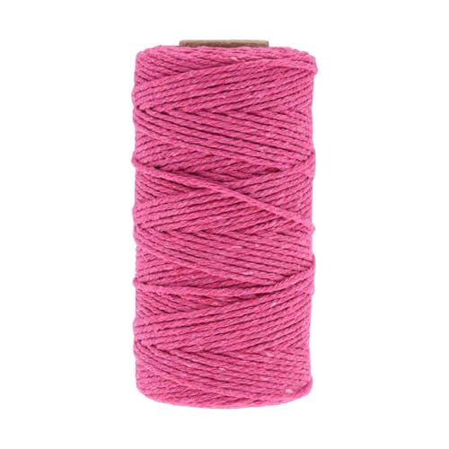 Makramee-Garn aus 100% Baumwolle, 3-4 mm Stärke, in tollen Farben, 100 Meter pro Rolle (Hot Pink) von Generic