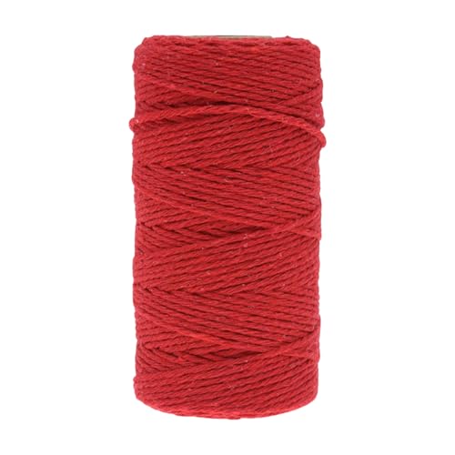 Makramee-Garn aus 100% Baumwolle, 3-4 mm Stärke, in tollen Farben, 100 Meter pro Rolle (Red) von Generic