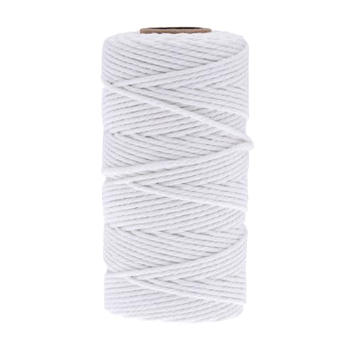 Makramee-Garn aus 100% Baumwolle, 3-4 mm Stärke, in tollen Farben, 100 Meter pro Rolle (White) von Generic