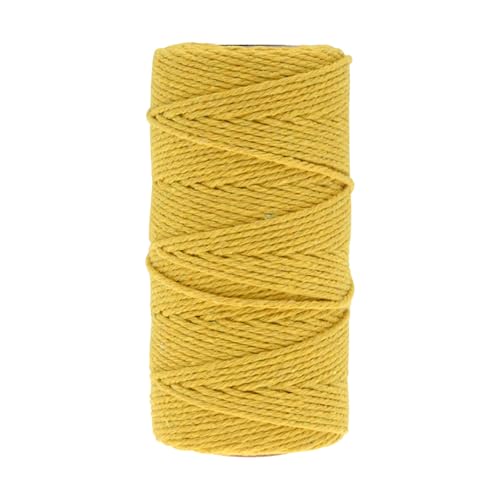 Makramee-Garn aus 100% Baumwolle, 3-4 mm Stärke, in tollen Farben, 100 Meter pro Rolle (Yellow) von Generic