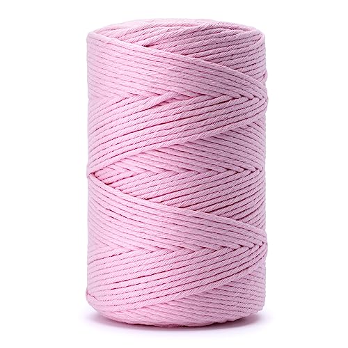 Makramee Garn. Baumwollgarn Kordel. 100% Natur Baumwoll-Kordel. Perfekt für Basteln, DIY, Handwerk & Stricken. 100% Natur Baumwollgarn, Dicke Macrame Cord (Rosa, 5mm/100m) von Generic