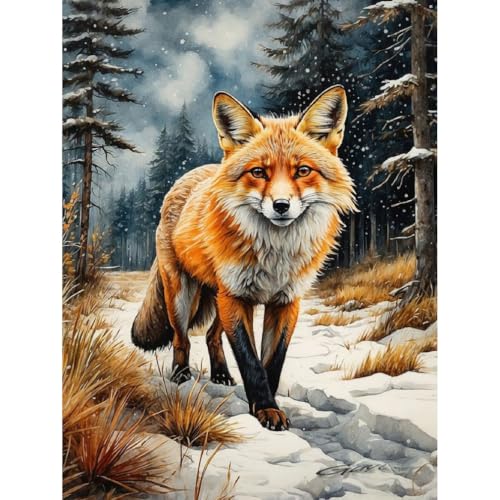 Malen Nach Zahlen Erwachsene,Fuchs Paint by Numbers Malen Nach Zahlen, DIY mit Pinseln und Acrylfarben Handgemalt Ölgemälde Leinwand für Home Decor, Ohne Rahmen (30x40cm) von Generic