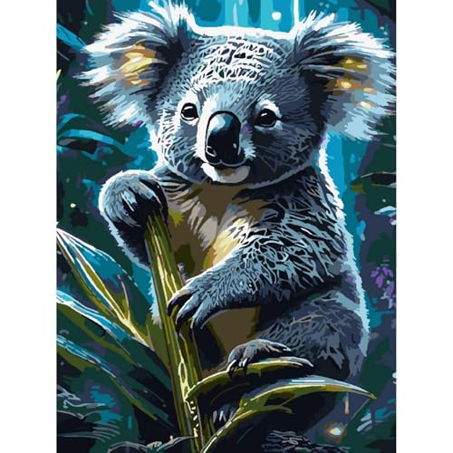 Malen Nach Zahlen Erwachsene,Koala Paint by Numbers Malen Nach Zahlen, DIY mit Pinseln und Acrylfarben Handgemalt Ölgemälde Leinwand für Home Decor, Ohne Rahmen (30x40cm) von Generic