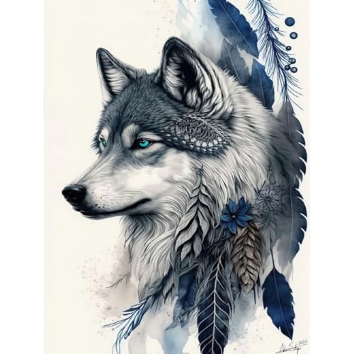 Malen Nach Zahlen Erwachsene,Wolf Paint by Numbers Malen Nach Zahlen, DIY mit Pinseln und Acrylfarben Handgemalt Ölgemälde Leinwand für Home Decor, Ohne Rahmen (30x40cm) von Generic