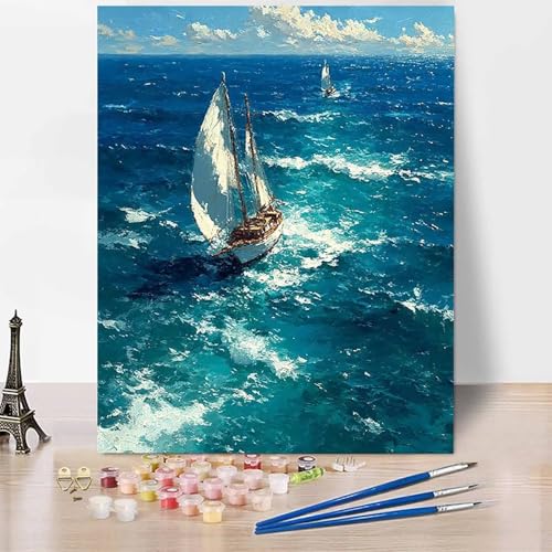 Malen Nach Zahlen Erwachsene Meer Malen Nach Zahlen Segelboot, DIY Set Erwachsene Anfänger Mit 3 - Pinseln und Acrylfarbe, Handgemalt Ölgemälde für Frauen, Deko Wohnzimmer 70×95cm Ohne Rahmen -XY89D Malen Nach Zahlen Erwachsene Meer Malen Nach Zahlen Segelboot, DIY Set Erwachsene Anfänger Mit 3 - Pinseln und Acrylfarbe, Handgemalt Ölgemälde für Frauen, Deko Wohnzimmer 70×95cm Ohne Rahmen -XY89D von Generic