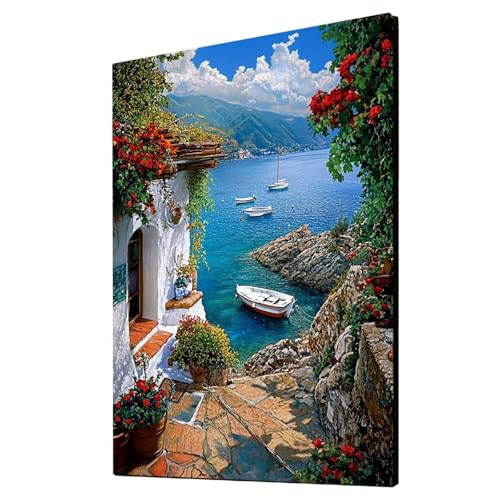 Malen Nach Zahlen Erwachsene Meerblick DIY Set Erwachsene mit Leinwand zum Bemalen Kleine Stadt 95x70CM 36 Farben Acrylfarben Set und Pinsel, Malen Nach Zahlen Kinder für Deko Wohnzimmer 2YH-2987 Malen Nach Zahlen Erwachsene Meerblick DIY Set Erwachsene mit Leinwand zum Bemalen Kleine Stadt 95x70CM 36 Farben Acrylfarben Set und Pinsel, Malen Nach Zahlen Kinder für Deko Wohnzimmer 2YH-2987 von Generic