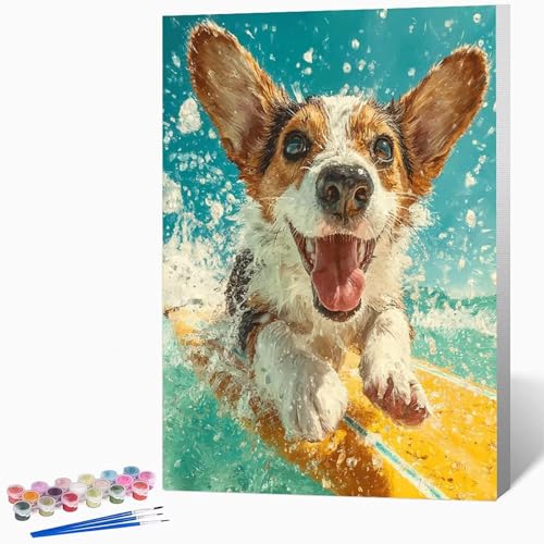Malen Nach Zahlen Erwachsene Tier Malen Nach Zahlen Hund, Bastelset Erwachsene Mit 3-Pinseln Und Acrylfarbe, DIY Handgemalt öLgemäLde Kit FüR Geschenke, Zimmer Deko 40x50cm Ohne Rahmen -LKF07850T Malen Nach Zahlen Erwachsene Tier Malen Nach Zahlen Hund, Bastelset Erwachsene Mit 3-Pinseln Und Acrylfarbe, DIY Handgemalt öLgemäLde Kit FüR Geschenke, Zimmer Deko 40x50cm Ohne Rahmen -LKF07850T von Generic
