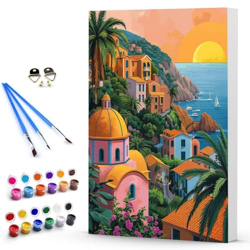 Malen Nach Zahlen HäUser Landschaft Malen Nach Zahlen Kinde, Anfänger, Kreatives für Erwachsene Leinwand öLgemäld Kit, Mit 3 - Pinseln und Acrylfarbe, Frauen Home Deko Geschenk 40 x 60 cm -TL2503MD Malen Nach Zahlen HäUser Landschaft Malen Nach Zahlen Kinde, Anfänger, Kreatives für Erwachsene Leinwand öLgemäld Kit, Mit 3 - Pinseln und Acrylfarbe, Frauen Home Deko Geschenk 40 x 60 cm -TL2503MD von Generic