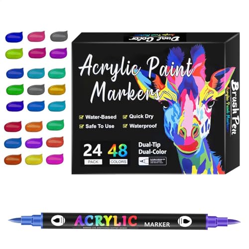 - -Marker - Doppelende Marker, permanente Marker | -Marker, Acrylfarbenmarker, Acrylfarbenmarker, doppelköpfiger zweifarbiger Acrylmarker-Stift, Malen-Schreibwarenset von Generic