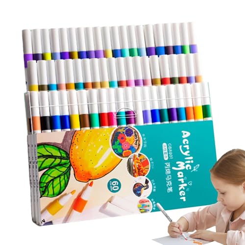 Marker Für Kinder – Bastelmarker, Farbiger Lackstift, Stifte Mit Feiner Spitze Und Pinselspitze | Schnell Trocknender Künstlerbedarf, Wasserfester Farbstift Für Papier, von Generic