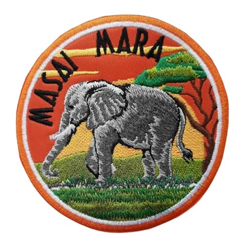 Generic Masai Mara Kenia Patch (8,9 cm) bestickter Aufnäher zum Aufbügeln / Aufnähen, afrikanische Nationalreserve, Safari-Souvenir, Elefanten-Emblem, perfekt für Rucksäcke, Taschen, Hüte, Jacken, von Generic