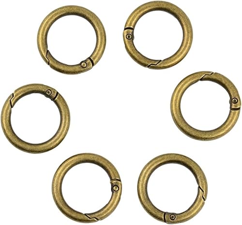 Metall Federtor O Ring Rund Karabiner Snap Clip Feder Schlüsselanhänger Schnalle für Tasche, Schlüsselringe, Basteln und Angeln 6 Stück (Bronze) von Generic