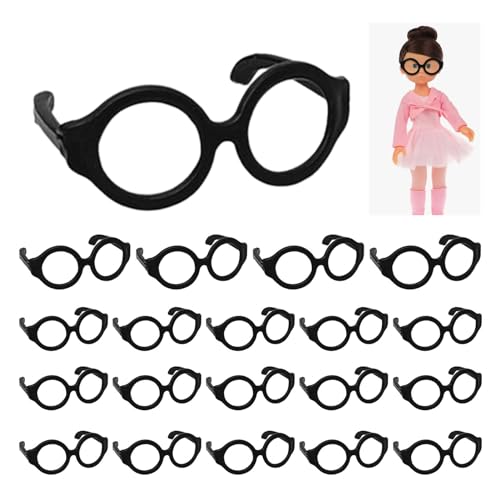 Mini-Puppenbrille,Mini-Puppenbrille - Linsenlose Puppen-Anziehbrille - Puppenbrillen, 20 kleine Brillen für 7–12 Zoll große Puppen, Puppenkostüm-Zubehör von Generic