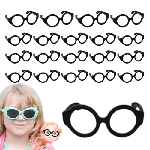 -Puppenbrillen,Puppenbrillen, Linsenlose Dress-Up-Brille, Puppenbrillen, 20 kleine Brillen für 7–12 Zoll große Puppen, Puppenkostüm-Zubehör von Generic