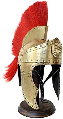 Mittelalter Römischer Helm Stahl Spartan Golden Helm 300 Movie Helm Metall Tragbare Helme Rollenspiel SCA LARP Kostüm Halloween von Generic