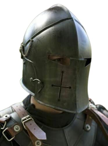 Mittelalter Visierte Barbute Helm Europäische Templer Kreuz Helm Ritter Krieger LARP Helm Kreuzritter Barbute Rollenspiel Kostüme von Generic