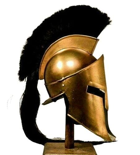 Mittelalterlicher 300 griechischer König Leonidas Helm Antik Stahl Spartan Plume Wappen Helm Historische Ritter Krieger LARP Helm Kreuzritter Rollenspiel Kostüme von Generic