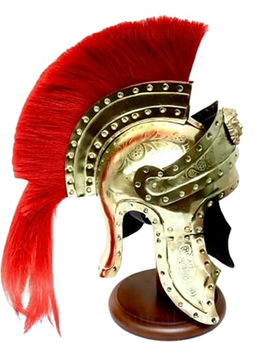 Mittelalterlicher römischer Helm, antikes Messing, Spartaner, Federwappen, Helme, historische Ritter, Krieger, LARP-Helm, Kreuzritter, Rollenspiel-Kostüme von Generic