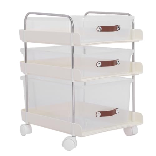 Mobiler Utility Cart Sturding Rolling Cart mit Transparenter Schale, Leicht zu Mieseer Aufbewahrungswagen für Büroschlafzimmer Ist in 29 Teilen/Set Erhältlich (3 Tier (1 hoch 2 von Generic