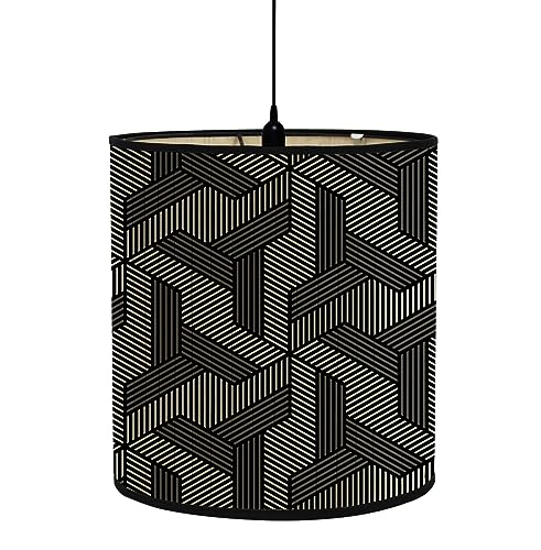 Moderne runder Lampenschirm Trommelform für Tisch und Stehlampen Schwarze geometrische Pendellampenschirme für Wohnzimmer Küche Schlafzimmer Flure (grau 30 x 30 x 30 cm) von Generic