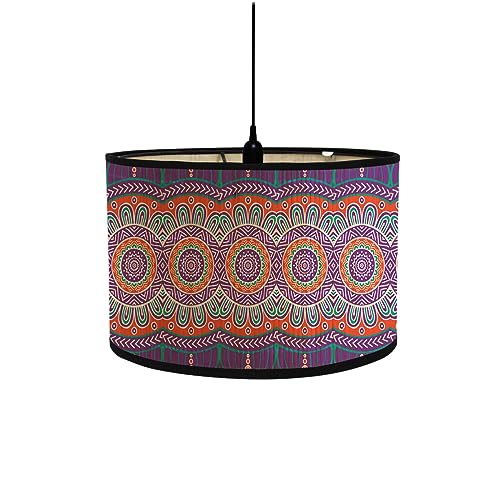 Moderne runder Lampenschirm Trommelform für Tischlampen und Stehlampen Hängelampenschirme mit Boho Muster für Wohnzimmer Küche Schlafzimmer Flure (30 x 20 cm lila) von Generic